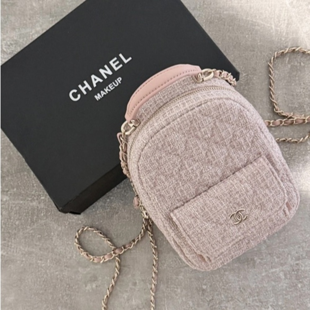 Chanel bag pack Tweed Mini bagpack cc logo vip gift fits phone great gift light